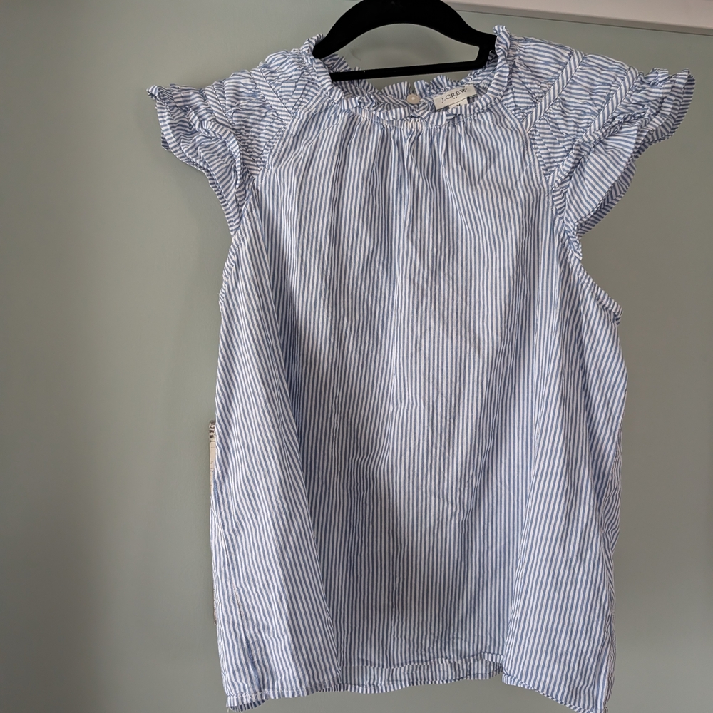 J. Crew Light Blue and White Striped Top